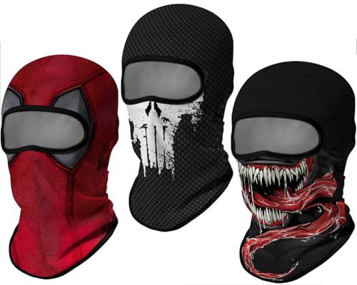 3D Balaclava Ski Mask Outdoor Headwear Mask Ghosts Skull Mask Men Women for Halloween Motorcycle Cycling Full Face Mask - color: Pattern 8 (3pcs)