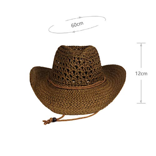 Straw Hat Women Men Cowboy Hats Beach Floppy Sun Hats Brim Summer Sunhat Bush Sombrero Travel Cowgirl Hat Costume - color: Brown