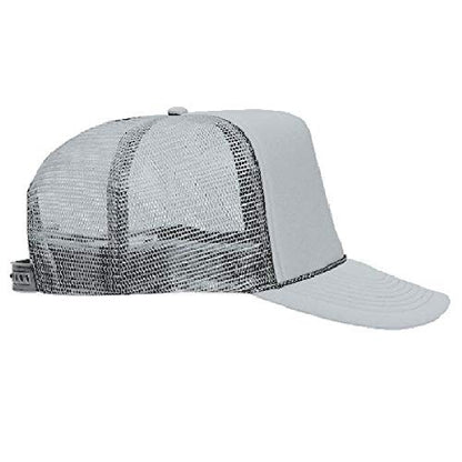 OTTO Polyester Foam Front 5 Panel High Crown Mesh Back Trucker Hat - color: Gray