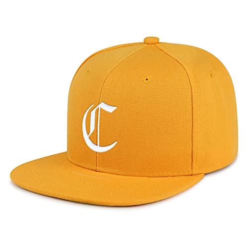 JPAK Old English Letter C Hip-Hop Snapback Hat Embroidered Baseball Cap English Alphabet - color: 09. Yellow