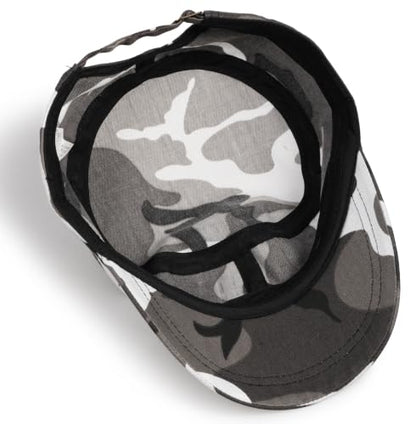 Initlove Cadet Army Cap Military Unisex Flat Top Hat for Men Women - color: Camo Grey