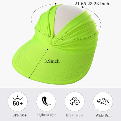 Sun Hats for Women, Wide Brim UV Protection Foldable Sun Visor Hats, UPF50+ - color: Green