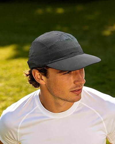 CLAPE Quick Dry Mesh 5 Panel Running Hat for Men, Lightweight Breathable Moisture-Wicking Baseball Cap for Hiking - color: Bs265p14-black