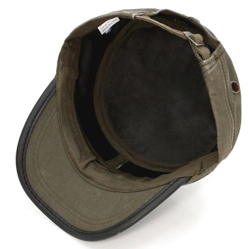 Cadet Army Hat 2 Pieces Flat Top Cap Unisex Military Hat for Women Men - color: Army Green E + Brown E