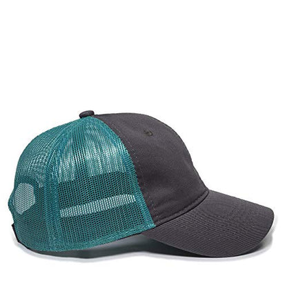Outdoor Cap Garment Washed Meshback Cap - color: Charcoal/Aqua