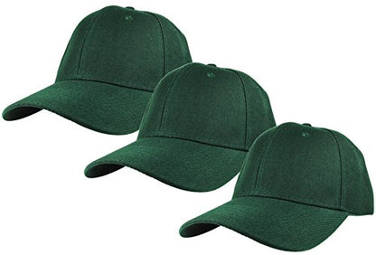 Gelante Plain Baseball Cap Adjustable Back Strap 3 PC - color: Hunter Green