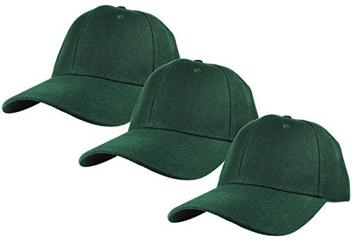Gelante Plain Baseball Cap Adjustable Back Strap 3 PC - color: Hunter Green