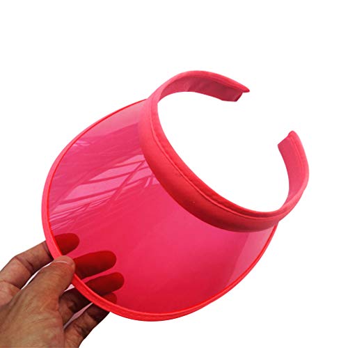 Sun Hat Unisex Summer Candy Color UV for Open Top for Sun Visor Hat Transparent PVC Plastic Wide Brim Clip-On Sport B - color: Phosphor