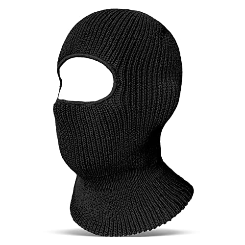 Evridwear Winter Balaclava Ski Mask Warm Knitted Full Face Cover for Men and Women Outdoor Sports Cycling - color: Classic Black, style: Double Layered