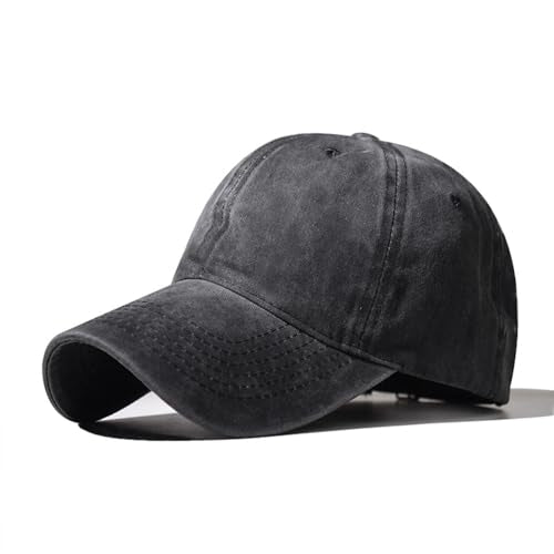 Classic Vintage Distressed Baseball Cap, Washed Cotton, Adjustable Fit - color: B-black
