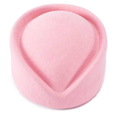 Lawliet Wool Stewardess Air Hostesses Pillbox Hat Millinery Teardrop Fascinator Base A040 - color: Pink