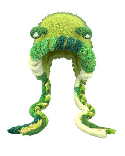 MINGSEECESS Women Girls Knitted Beanie Hat Crochet Braided Knit Warmer Cap Skiing Snowboarding Ear Flap Hats - color: Novelty-green