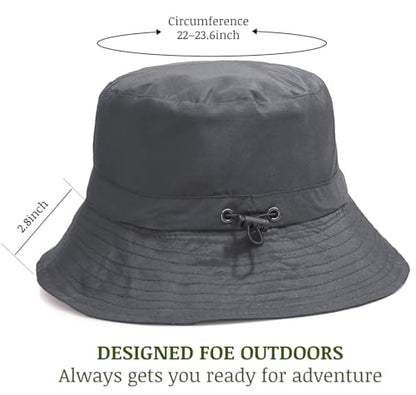 Unisex Waterproof Foldable Bucket Hat Packable Sun Cap for Hiking - color: Dark Gray