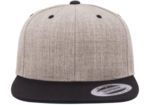 YP Classics 6089 Wool-Blended 6 Panel High Profile Flatbill Snapback Cap - color: Heather/Black