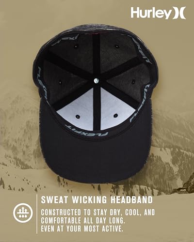 Hurley Mens Baseball Cap Moisture-Wicking Textured Fitted Baseball Hat