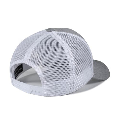 American Flag Trucker Hat - Snapback Hat, Baseball Cap for Men Women - Breathable Mesh Side, Adjustable Fit - for Casual Wear - color: Heather Gray/White