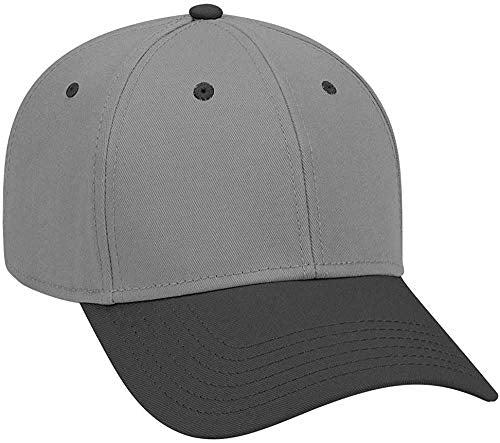 Ashen Fane 6 Panel Structured Low Profile Superior Cotton Twill Basic Baseball Hat - color: Blk/Ch.gry/Ch.gry