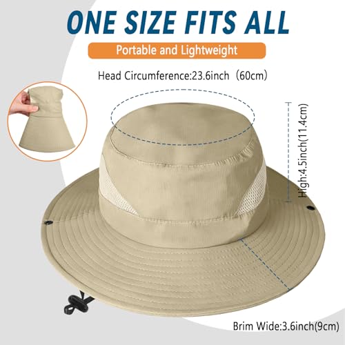 ZOORON Sun Hats for Men Women, Wide Brim Safari Hats UV Protection UPF50+ Waterproof Boonie Hats for Fishing Hiking Camping - color: 1pack-x-beige