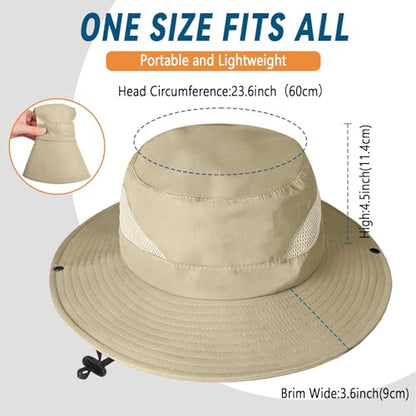 ZOORON Sun Hats for Men Women, Wide Brim Safari Hats UV Protection UPF50+ Waterproof Boonie Hats for Fishing Hiking Camping - color: 1pack-x-beige