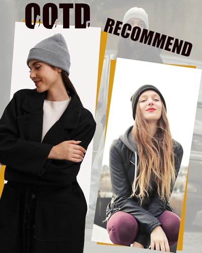 vidsel 100% Cotton Beanie Hat-Unisex Winter Knit Cuffed Beanies Skull Cap - color: 1-dark Grey