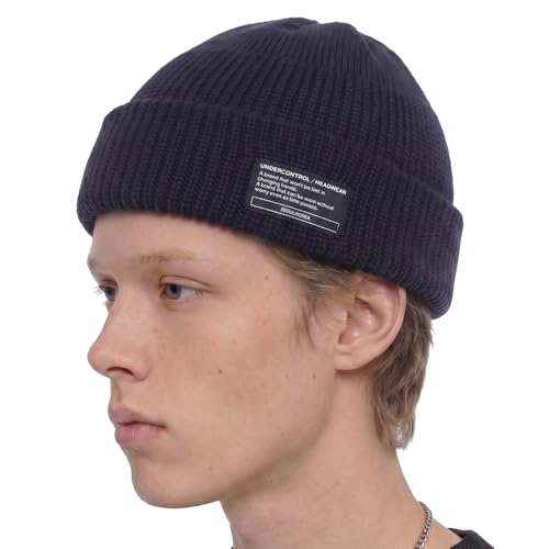 UNDERCONTROL Winter Trawler Fisherman Beanie Men Women Unisex Stylish Plain Docker Skull Hat Roll up Watch Cap Color Pack - color: Navy