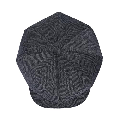 jerague Wool Newsboy Cap for Men Women - Classic Vintage Gatsby Lvy Cabbie Hat Flat Beret Cap Adjustable Size - color: Herringbone/Grey, size: Large-X-Large