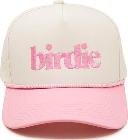 Funky Junque Golf Trucker Hat - color: Birdie - Pink/Beige