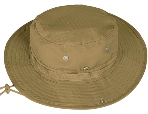 Rosoz Sun Hats for Men Women Bucket Hat UPF Protection Wide Brim Boonie Hat - color: 1pack-brown