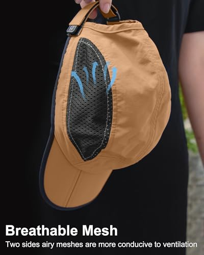 GADIEMKENSD Mens Folding Outdoor Hat Long Brim UPF 50+ Sun Protection - color: Folding Camel
