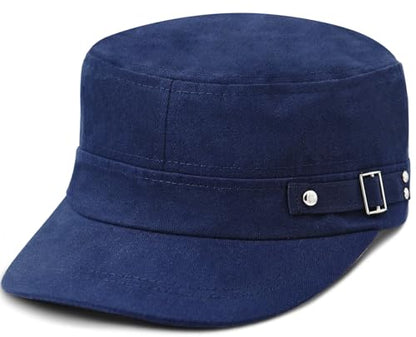 Army Cadet Cap for Men Women Military Flat Top Cap Baseball Caps - color: Navy Blue