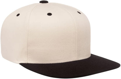 YP Classics 6089 Wool-Blended 6 Panel High Profile Flatbill Snapback Cap - color: Natural/Black