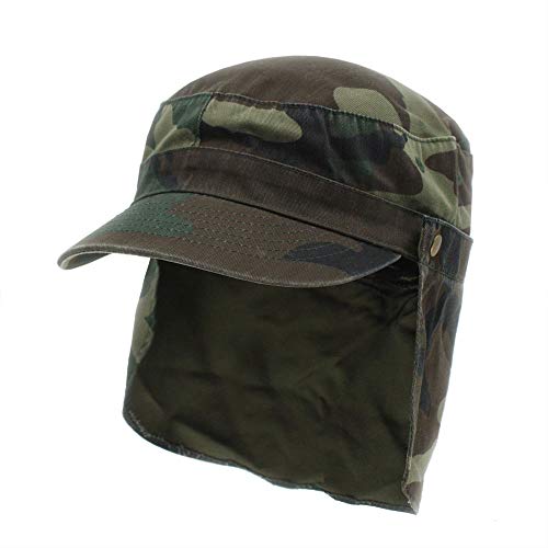 The Vintage Year Camouflage Army Outdoor Hunting Unstructured Adjustable Cadet Army Baseball Cap - color: Woodland Camo Cadet W/ Removable Flap, size: One Size