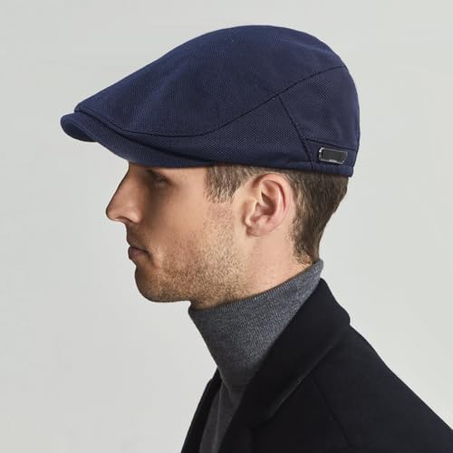 Newsboy Hats for Men Flat Cap Adjustable Irish Cabbie Ivy Driving Hunting Hat - color: Navy