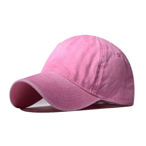 Classic Vintage Distressed Baseball Cap, Washed Cotton, Adjustable Fit - color: B-pink