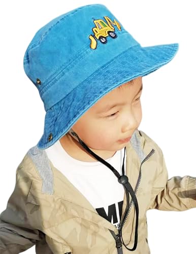 Excavator Toddler Baby Bucket Hats for Kids UV Protection Beach Hat Kids Camping Fishing Hat for Boy 2-8 Years - color: Blue