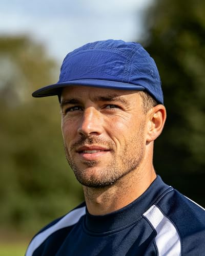 Croogo Short Brim Baseball Cap Flat Bill 5 Panel Hat Mesh Quick Drying Caps - color: Blue