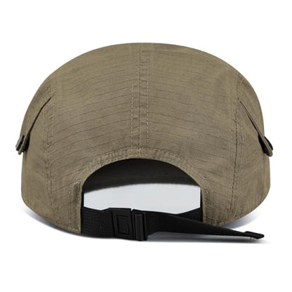 Croogo Short Brim 5 Panel Baseball Cap Cooling Trucker Dad Cap Adjustable Strap Cadet Cap Curved Brim Snapback Hats for Daily - color: Wbdy1-brown