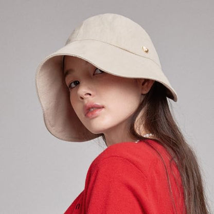 WHITE SANDS MOJA Linen Blend Victorian Bonnet Hat Sun Cap, Foldable Summer Visor | NEW Katy - color: Beige