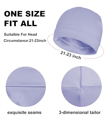 100% Cotton Skull Caps Beanie Bald Sleeping Hats for Men Women - color: 3pieces-beige,light Purple,pink