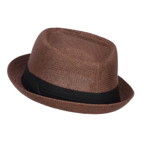 Big Size Solid Upbrim Pork Pie Fedora - color: Brown, size: X-Large-XX-Large