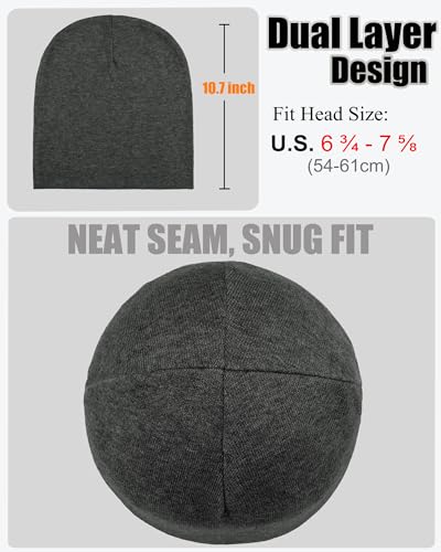 ROYBENS Thin 100% Cotton Beanie for Men Women Lightweight Slouchy Chemo Hat - color: 1pcs-dark Gray