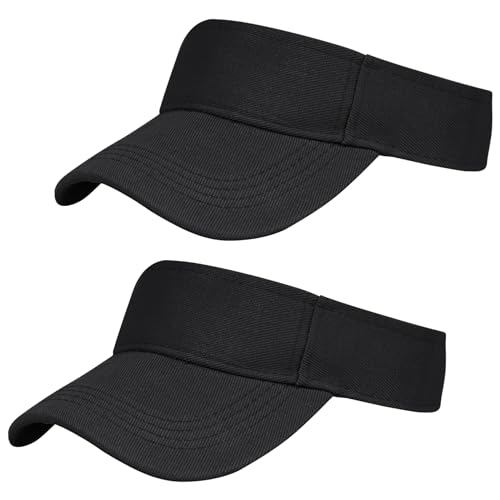 Rbenxia 2 Pieces of Adjustable Sport Visors Sun Visor Hats Cap Visors for Women and Men - color: Black