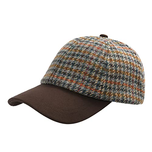 BOTVELA Men Wool Adjustable Tweed Baseball Cap - color: P Houndstooth 2