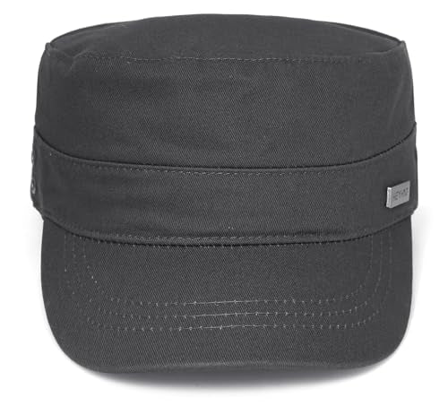 Unisex Flat Top Military Cadet Cap Outdoor Sun Hat - color: Square Label Gray