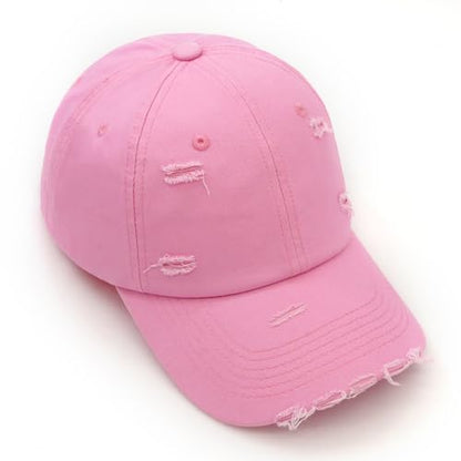 Distressed Baseball Cap for Men Women Cotton Dad Hat - color: Pink