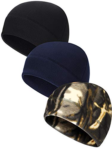 Syhood Winter Warm Skull Cap Soft Fleece Beanie Hat Thick Windproof Watch Cap Skiing Outdoor Warm Colored for Men Women - color: Navy Blue, Black, Camo, size: Medium