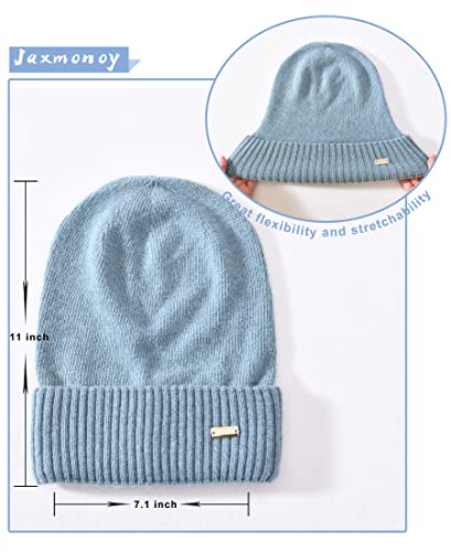 jaxmonoy Slouchy Beanies for Women Winter Lightweight Ladies Knit Hat Cuffed Soft Warm Slouch Beanie Cap - Brown - color: Blue