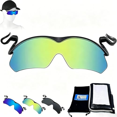 Polarized Clip-On Hat Sunglasses, Outdoor Sports Shades for Cycling - color: Green