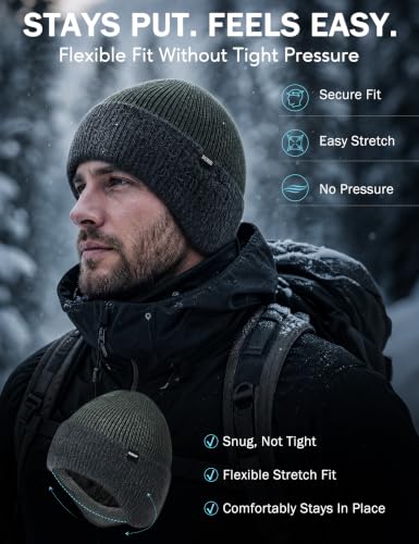 Durio Winter Beanie Hat with Earflap Windproof Knitted Cap - color: Grey