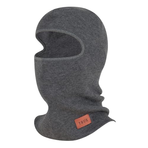 TBUS Men’s Knit Insulated Face Mask Beanie, Thermal Full Face Cover Ski Mask for Cold Weather for Women and Men - color: Dark Grey